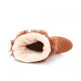Breakj Wool Boots Rabbit Heel Middle Boots Thick Warm Winter Boots Women