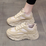 Autumn And Winter New Leather Face Round Head Shoes Girls Retro Thick Platform Sports Single Shoes Wheat Ear Casual Dad Shoes