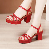 Thick-Heeled Sandals For Women's 2023 Summer New Thick-Soled Waterproof Platform With Large Size 4143100 Open-Toed