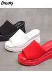 White Slippers Wedge Heels Women Sandals Platform Wedges Shoes Ladies Summer Sandals Beach Sandals High Platform