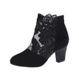 Breakj Mesh High Heel Cool Boots Women Large Size Fashion Round Head Coarse And Roman