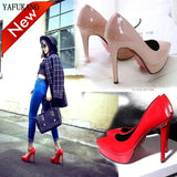 Womens Pumps European American Style Shallow Mouth Sexy Platform High Heels Stiletto Single Shoes Red Wedding