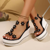 Breakj Slope And Flower Sandals Women 2025 Summer New Loose With Water Drill Loose Cake Thick-Soled Sandals