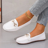 Breakj Casual Single-Shoe Lef Shoes Light-Mouthed Bean Shoes Women's 2025 New Fashion Metal Chain Large-Size Mother
