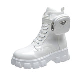 Breakj Large-Size Thick-Bottomed And Pocket-Size Martin Boots Front Wearing Solid Fashion