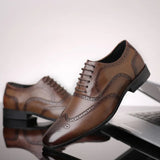 Breakj New Men's Plus Size Dress Leather Shoes Fashion Block Business Men's Shoes Korean