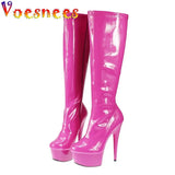 Pop Candy Color Mid-Calf Boots Side Zipper Waterproof Platform Stiletto Pumps Spring And Autumn Pole Dance Shoes