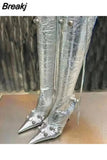 Knee High Boots 2023 Winter Boots Brand New Super High Thin Heels With Rivet Retro Fashion Cool For Women Summer