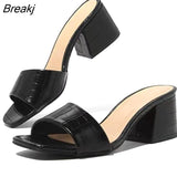 Women Pumps Slippers Ladies Square Toe Female Slides Summer Shoes Sandals High Heels Indoor Zapato Mujer