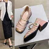 Breakj Jane French Fragrant High Heels 2025 Spring New Lequin Evening Wind Single Shoes Fashion Leather