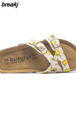 2023 New Summer Cork Slippers Women Casual Solid Color Flip Flops Holiday Beach Outside Slides