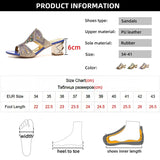 Women's Fashion Rhinestone Slippers Summer 2023 Thick High Heels Gladiator Sandals Woman Bohemia Style Beach Flip