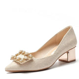 Breakj Scent Single Shoes Women's Coarse Heel 2025 New Spring And Autumn Wedding Shoes Bridal Shoes Tip High Heels Design Sense