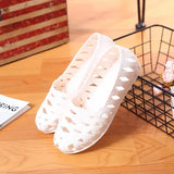 Ladies Summer Sandals Non-slip Comfortable Breathable Single Shoes Flat Round Toe Solid Color Hollow Mesh