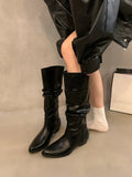 Breakj Coarse Heel Tip-Tap Pile Boots Long Boots Women's Shoes 2025 New Spring And Autumn Winter Mid-Skinny Knight