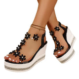 Breakj Slope And Flower Sandals Women 2025 Summer New Loose With Water Drill Loose Cake Thick-Soled Sandals