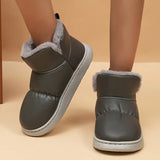 Leather Waterproof Snow Boots for Women 2023 Winter Non Slip Thick Plush Ankle Boots Woman Soft Sole Warm Cotton Padded