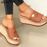 Summer Wedges Slippers Platform High Heels Women Slipper Ladies Outside Shoes Basic Clog Wedge Slipper Flip Flop