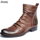 Men Boots Fashion Chelsea Boots Leather Ankle Boots Double Side Zipper Non-slip Shoes for Men Platform Boots Zapatos De