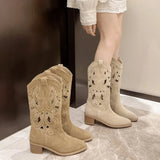 Breakj Hole High Boots Girls Summer Breathable Knight Cool Boots Sharp Head Thick And Thin Chelsea Net