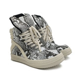 Breakj And Winter Guangzhou Shoes Leather Snake Skin Round Head Height Thick Sole Leisure Lace Upside Triangle Men's Board Shoes Large 48