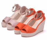 Size Wedges Sandals Bohemia Style Womens Sandals Hemp Rope High Heel Fish Mouth Sandals Small Size Women Shoes