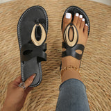 Breakj Summer New Large Size Women's Shoe Cover Metal Buckle Roman Fashion Cool Slippers Women