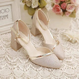 Breakj Women 2025 Spring And Autumn New Sleeker Wedding Shoes Women Fashion Thick Heel Single Shoes Buckle Bridesmaid High
