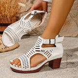 Breakj Coarse-Heeled Sandals Women In The Summer Of 2025 New TEUM Explosion With Hollow