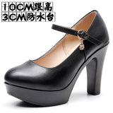 Breakj Head Buckle Waterproof Table 8CM High Heel Women's Shoes Thick-Soled Model Show Shoes Coarse Heel Work Shoes Silver Single