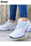 Women's Vulcanized Shoes 2023 Fashion Plus Size 43 Casual Sports Shoes Women Lace-up Mesh Breathable Wedge Platform