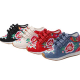 Breakj Shoes / Velvet Travel Canvas Embroidered Cloth Shoes Women's Casual Shoes High Heel Sports