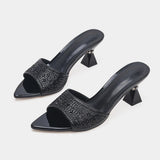 Breakj Summer New Soft-Skinned Water Drill Alien Heel Exposed Toe Cool Slippers Women's Heel Sharp Sandals Women's