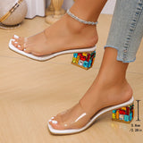 Breakj Drill Thick And Floral Type High Hed Cold Slippers Women Coarse And Large