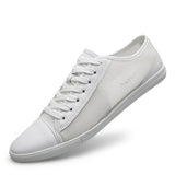 Genuine Leather Men's Flats shoes Leisure Trend Korean Version Solid black White summer breathable Men Casual