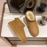 And Winter New Thick-Soled Snow Boots With Plush And Thickened Fashion Warm Cotton Shoes Middle Sleeve Shoes With Pure Color Women's Cotton