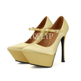 Platform Heels Top Quality Sexy Thick High Heels Platform Black Red Dress Party Wedding Lady Shoes for Women