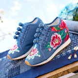 Breakj Shoes / Velvet Travel Canvas Embroidered Cloth Shoes Women's Casual Shoes High Heel Sports