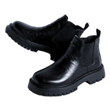 Breakj Martens Men Low Top Heighten Boots Men's Snowboots Chelsea British Wind Leather Boots
