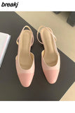 Elegant Mixed Color Slingback Sandals Women Elastic Band Back Strap Flat Ballet New Design Shoes Brand Mule Office