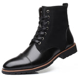 Breakj Men's Casual Martin Boots Men Plus Down Leather Shoes Plus Size Men's Shoes Fashion Cotton