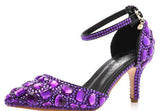 Breakj Cm Large-Size Sandals Fine Heel Head Water Drill High Heel Sandals Gold Water Drill High Heels Wedding