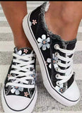Shoes for Women 2022 Retro Floral Print Canva Shoes Female Fashion Student Spring Flat Lace-up Sneakers Casual Shoes