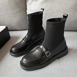 Breakj Temperament With Thin Socks Boots 2025 Autumn And Winter New Martin Boots Knitted Elastic British Low