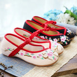 Breakj Cloth Shoes Women's Shoes Retro Square Dance Shoes Embroidered Shoes Shallow Mouth Low Heel Spring And Autumn Women's Single