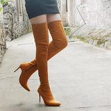 Size Brand High Quality Women Boots Winter Boots High Heeled Stretch Long Boots Over The Knee High Boot Black Party