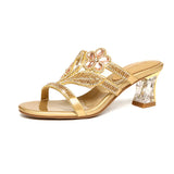 New High-Heeled Diamond Sandals In Summer Wear Slippers With A Thick Heel And A Fish Mouth With A Medium
