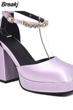 High Heeled Women Pumps 2023 Vintage Buckle Mary Jane Shoes Great Quality In Spring Summer All-match Temperament
