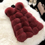 Winter Women Faux Fur Coats New Warm Slim Sleeveless Faux Fox Fur Vest Casual Jacket Female Elegant Black White