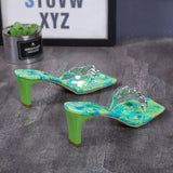 Green Color Shoes for Women Sandals 2021 Fashion Women Clear Rhinestone Heels High Heels Sexy Ladies Ladies Dress